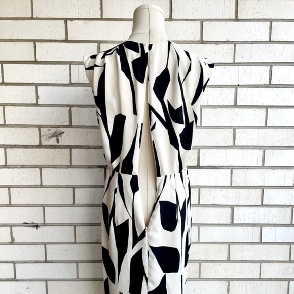 Express Sleeveless Abstract Print Draped Mini Sheath Midi Dress V-Neck Wrap Top - Picture 11 of 16